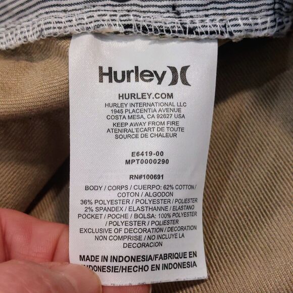 Hurley Nike Dri-Fit Men's 38x30 84 Slim Fit Pants Tan Twill Breathable Stretch - Picture 9 of 14